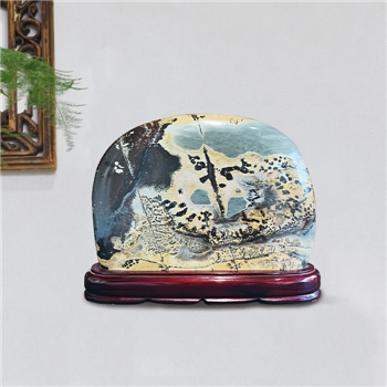 【藏獒与牛与豹子】武宣国画石文玩摆件